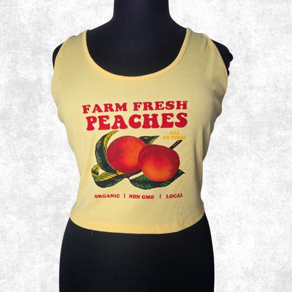 Farm Fresh Peaches Yellow Crop Tank – 2X - Picture 6 of 6